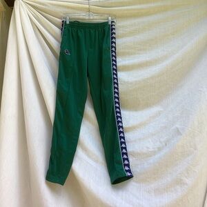 Kappa Green athletic pants with Navy Accents and graphic design, size medium